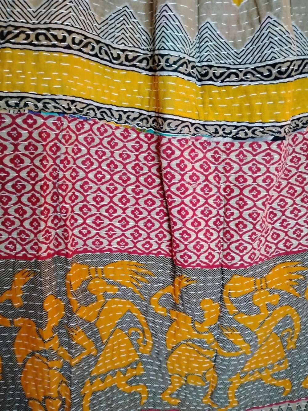 Kantha Patchwork Skirt L - 2X Reversible Handmade Boho Hippie New KSK2. - Picture 8 of 8
